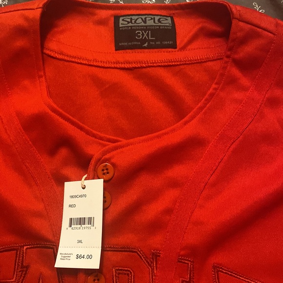 Staple, Red, Baseball Jersey, Men’s, size 3x, NWT $50 - Picture 7 of 9